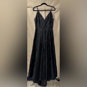 Calvin Klein Black Lace V-Neck Size 10 A-Line Evening Gown